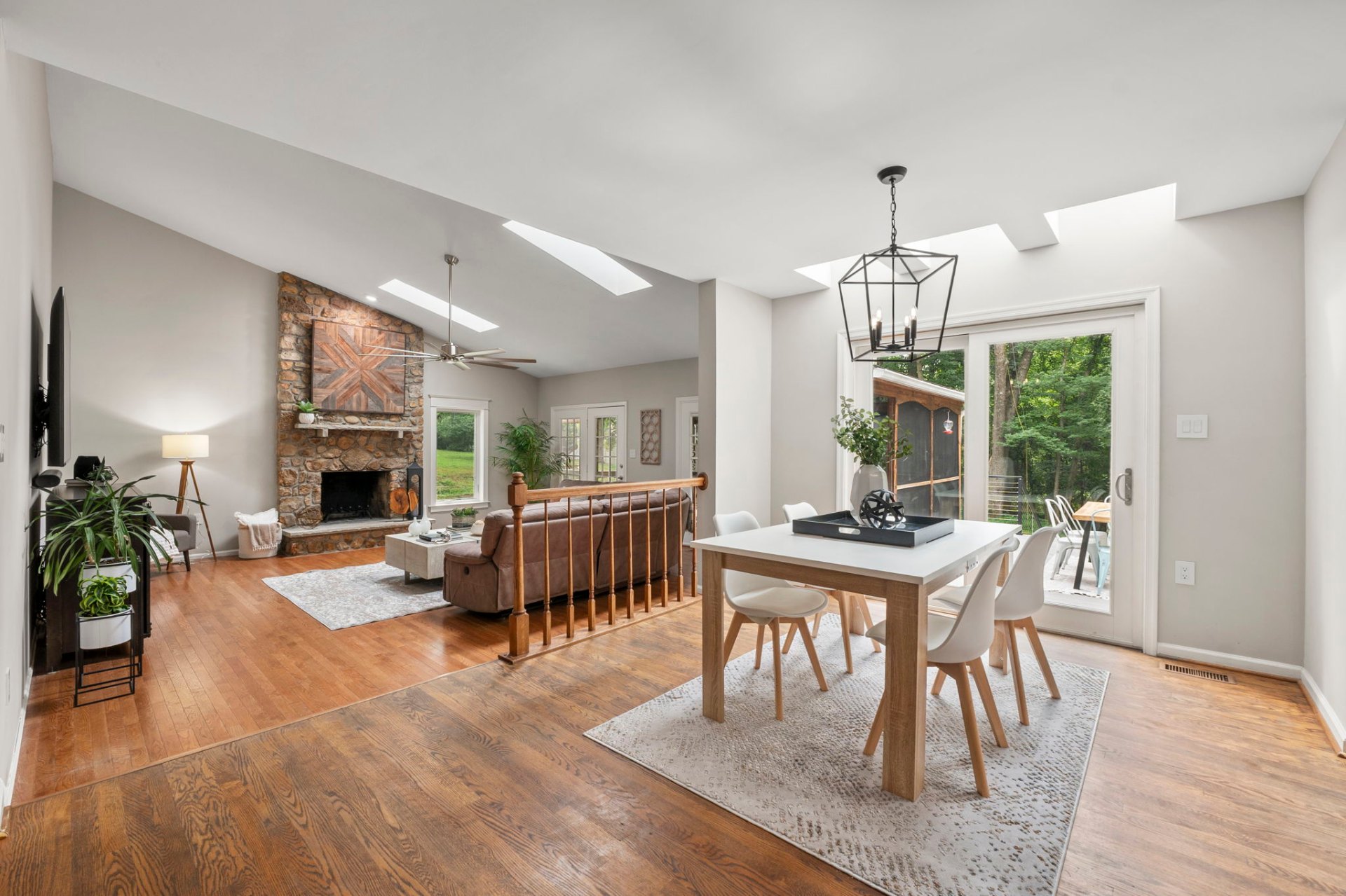 Dining – Stone Fireplace & Skylights