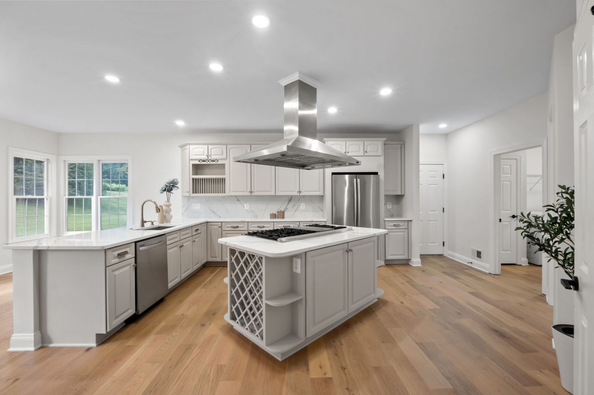 Kitchen – White Cabinets & Wine Rack