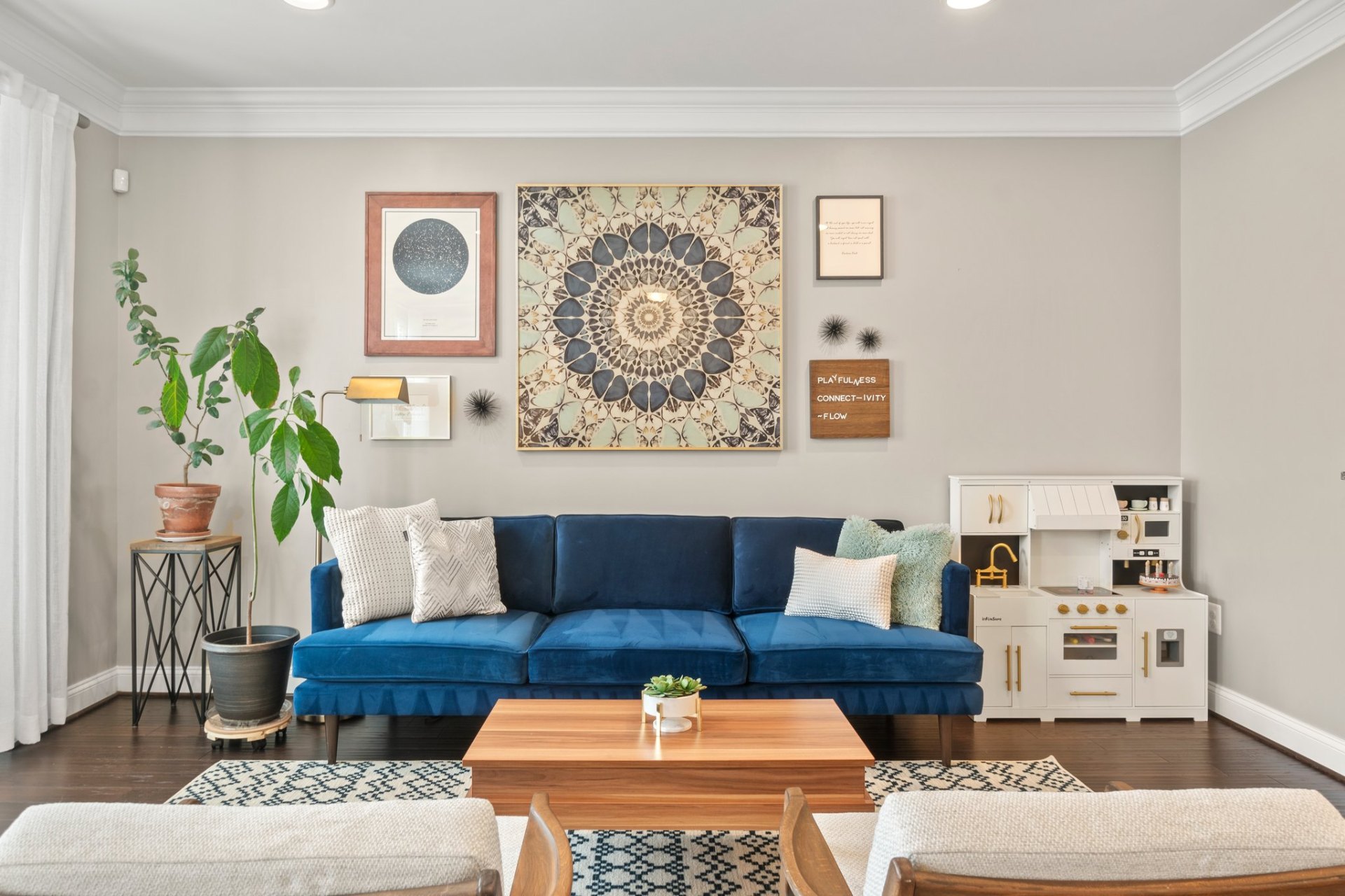 Living Room – Blue Velvet & Gallery